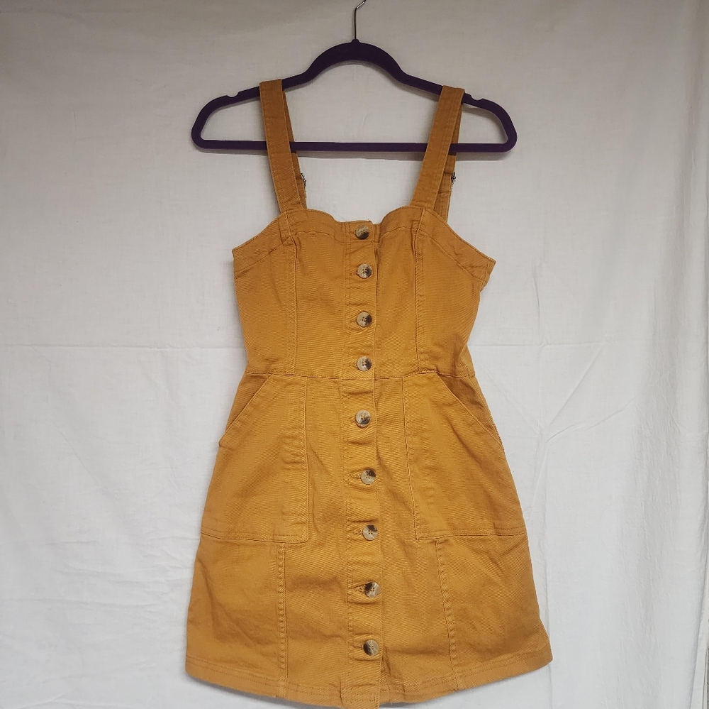 H&M Yellow Button-Front Mini Dress